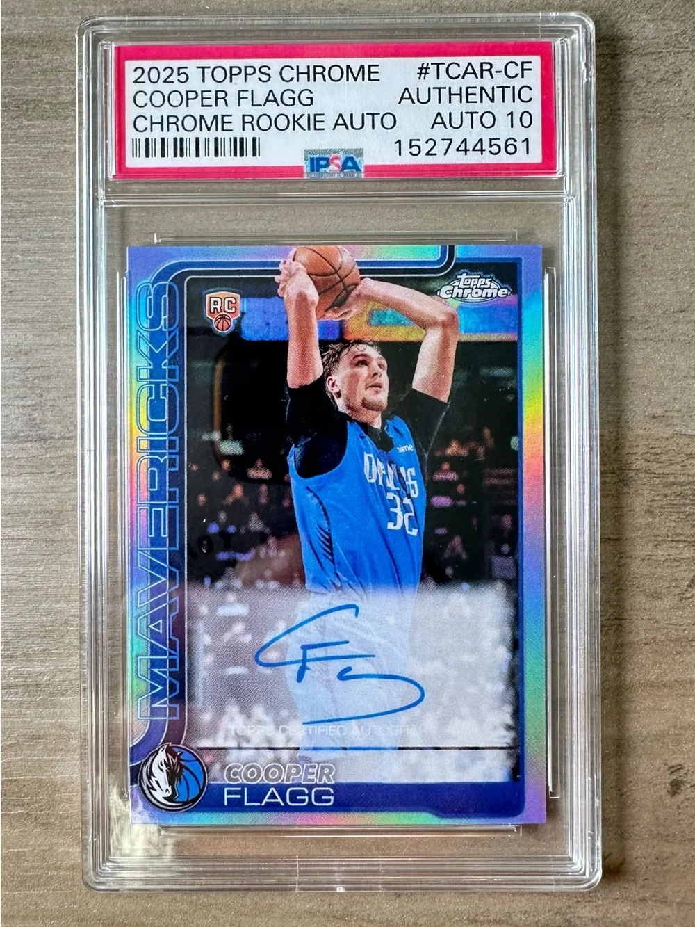 Cooper Flagg Signed Rookie 2025 Topps Chrome Gem Mint 10 Novelty Basketball Card